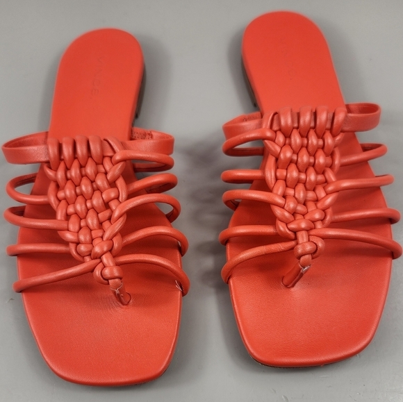 Vince Dae Casual Woven Braided Slip On Thong Sandals Burnt Orchid Orange 7.5M - Picture 4 of 14